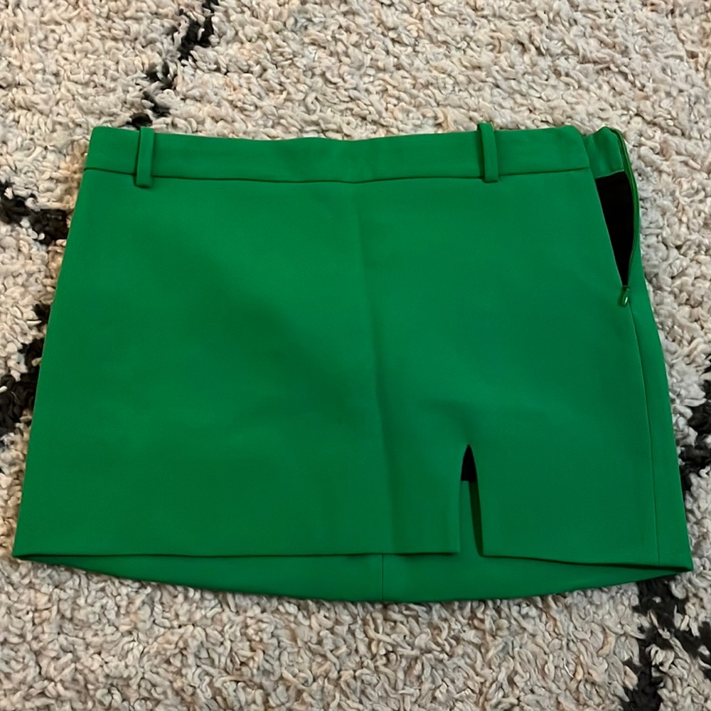 Zara Green side zip skirt